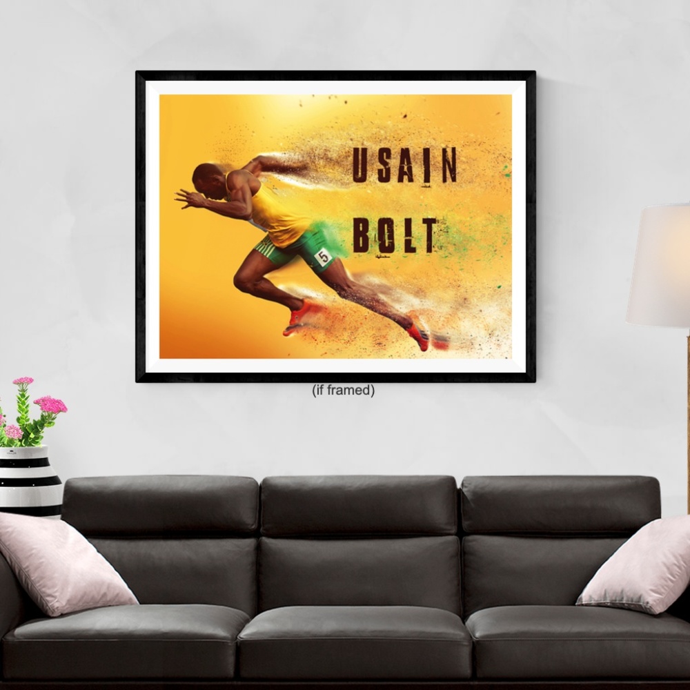 Usain Bolt Poster Fast Lightning Art Print (24x18)